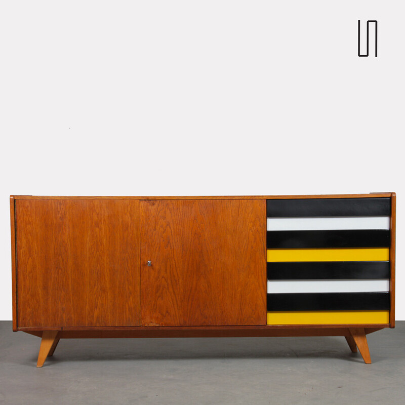 Vintage sideboard model U-460 in oak by Jiri Jiroutek for Interier Praha, Czechoslovakia 1960