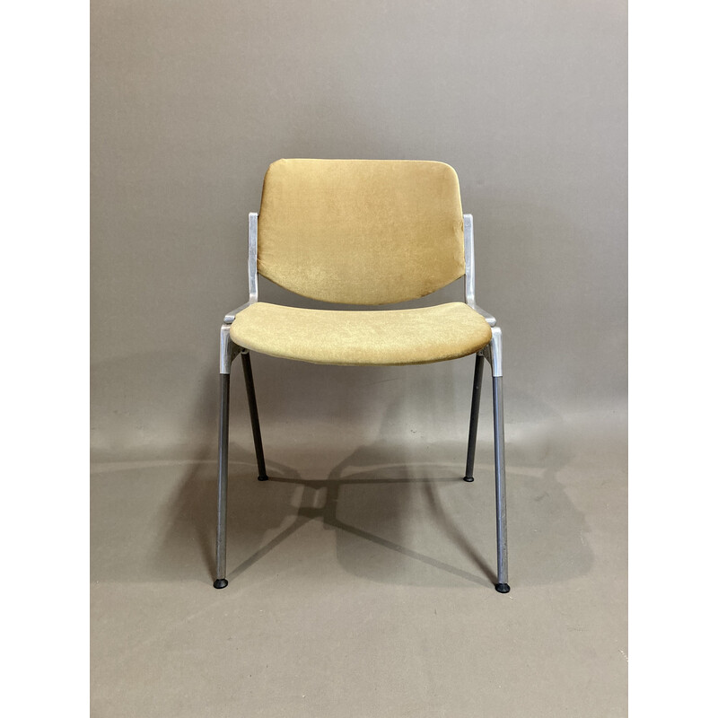 Set of 4 vintage metal and velvet chairs by Giancarlo Piretti for Castelli, 1960