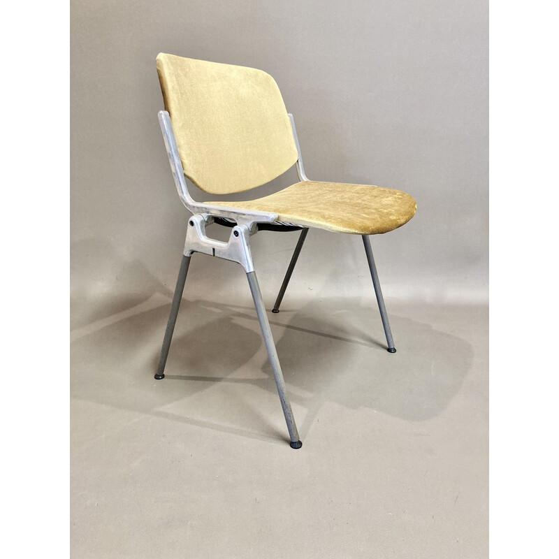 Lot de 4 chaises vintage en métal et velours de Giancarlo Piretti pour Castelli, 1960