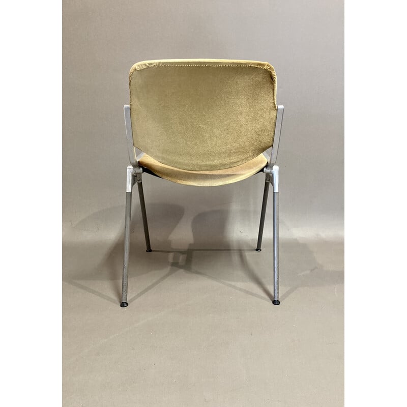 Lot de 4 chaises vintage en métal et velours de Giancarlo Piretti pour Castelli, 1960