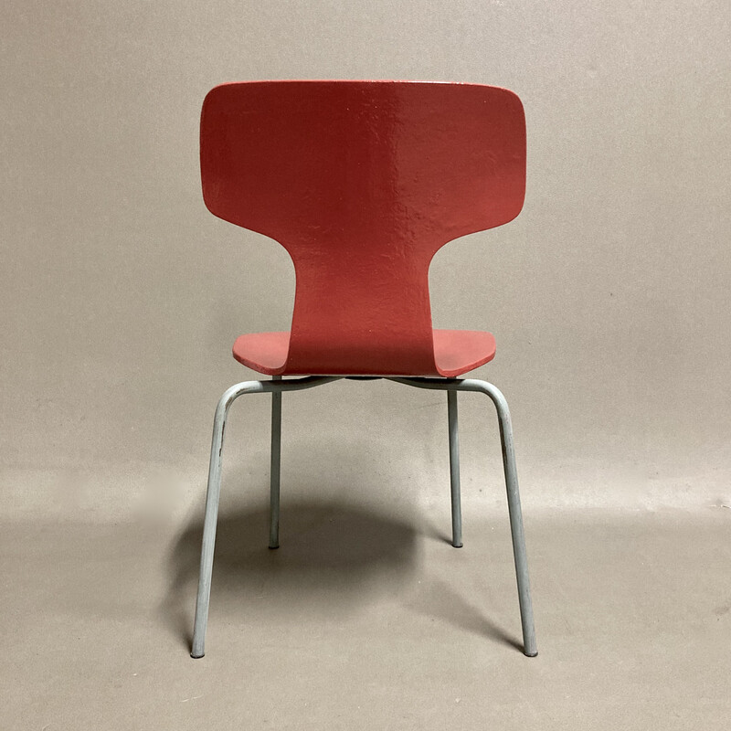 Set of 8 vintage children's chairs in wood and metal by Arne Jacobsen for Fritz Hansen, 1960