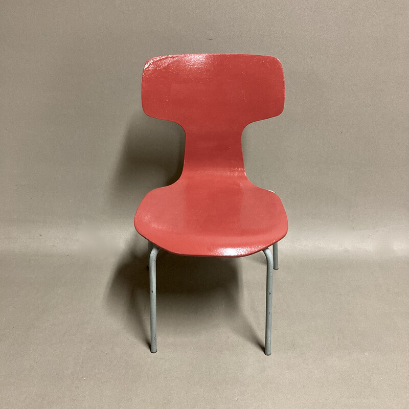Conjunto de 8 cadeiras infantis vintage em madeira e metal de Arne Jacobsen para Fritz Hansen, 1960