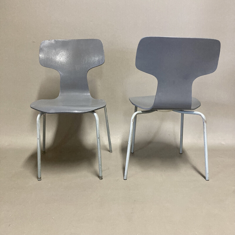 Vintage children's chairs in wood and metal by Arne Jacobsen for Fritz Hansen, 1960