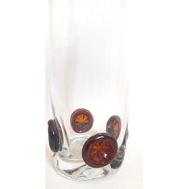 Vintage-Vase aus Kristall mit Knopfintarsien, 1970
