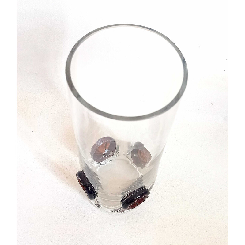 Vase vintage en cristal incrusté de boutons, 1970