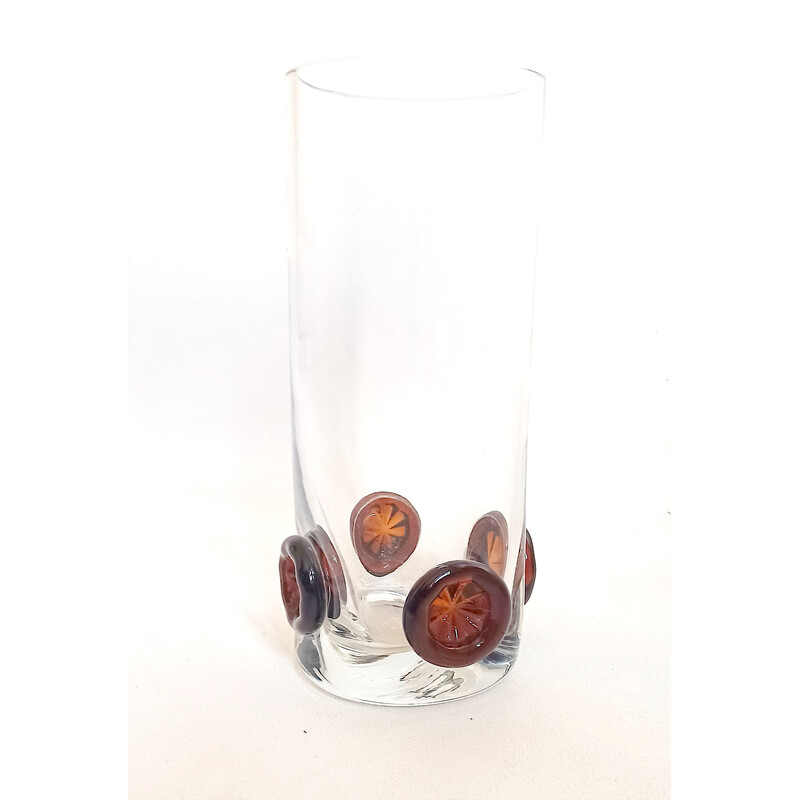 Vintage crystal vase inlaid with buttons, 1970
