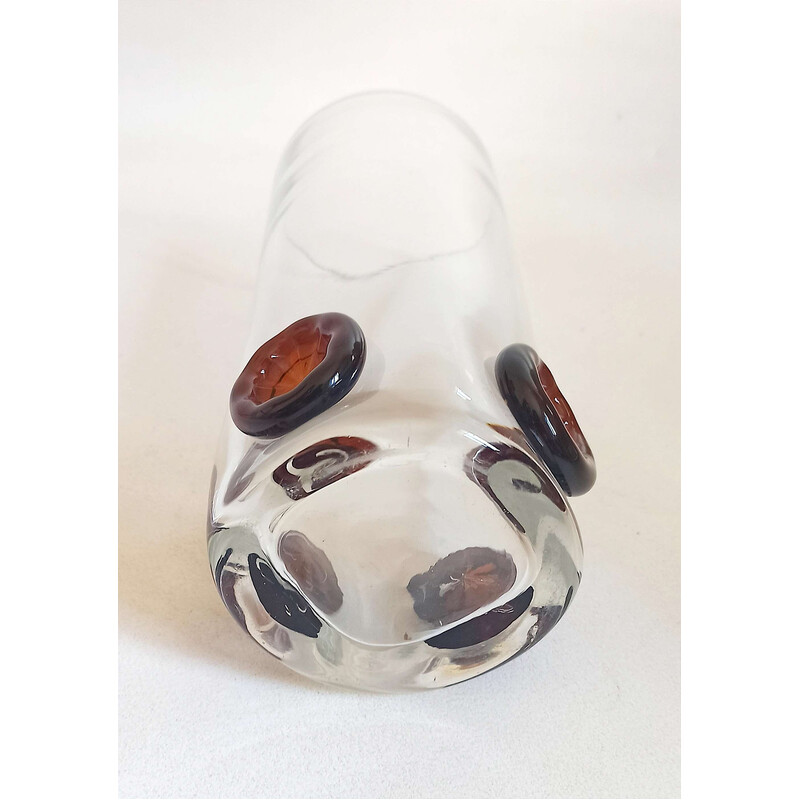 Vase vintage en cristal incrusté de boutons, 1970