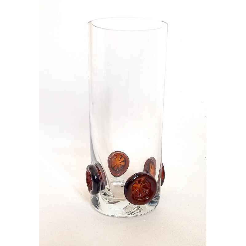 Vintage crystal vase inlaid with buttons, 1970