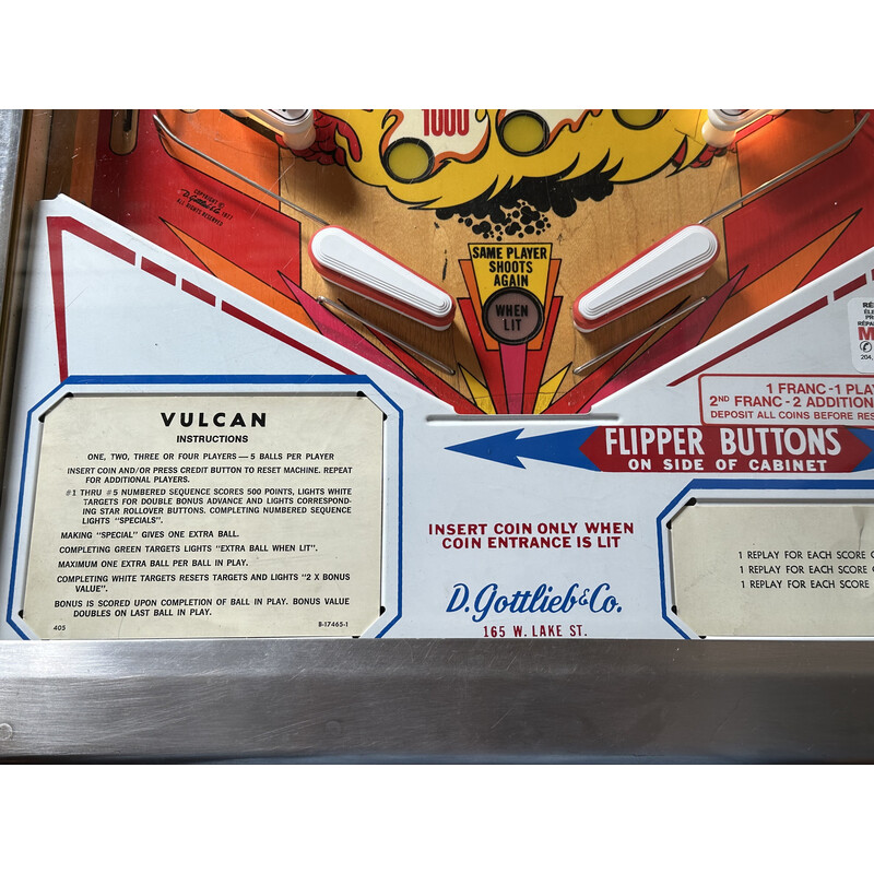 Vintage Vulcan flipperkast voor Gottlieb and Co, Chicago 1977