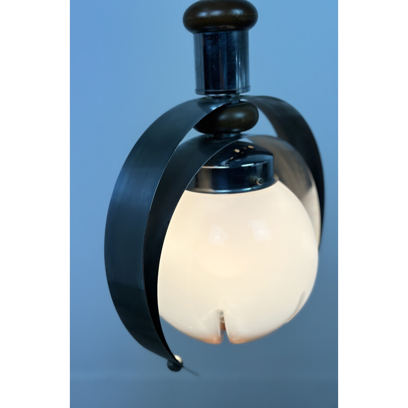 Lámpara vintage de cristal de Murano y madera para Mazzega, Italia 1970