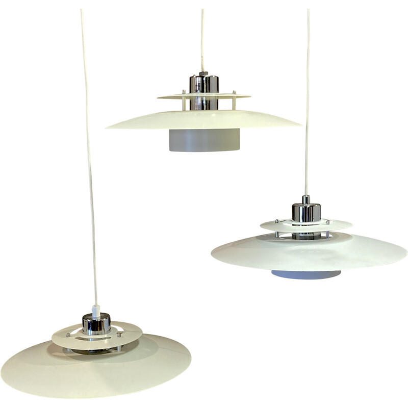 Set of 3 vintage metal pendant lamp, 1960