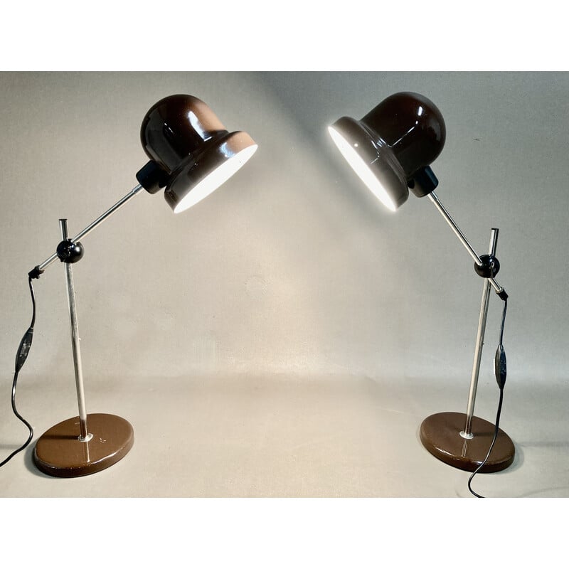 Pareja de lámparas modulantes de metal vintage, 1960