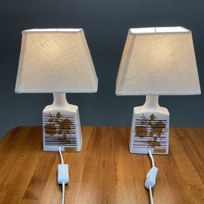 Paar vintage lampen van keramiek, 1950