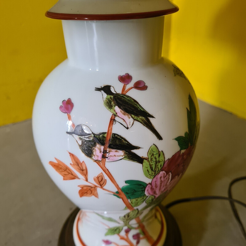 Lámpara de mesa de porcelana vintage para Art de Rodez, Francia 1980