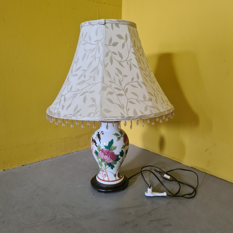 Lámpara de mesa de porcelana vintage para Art de Rodez, Francia 1980