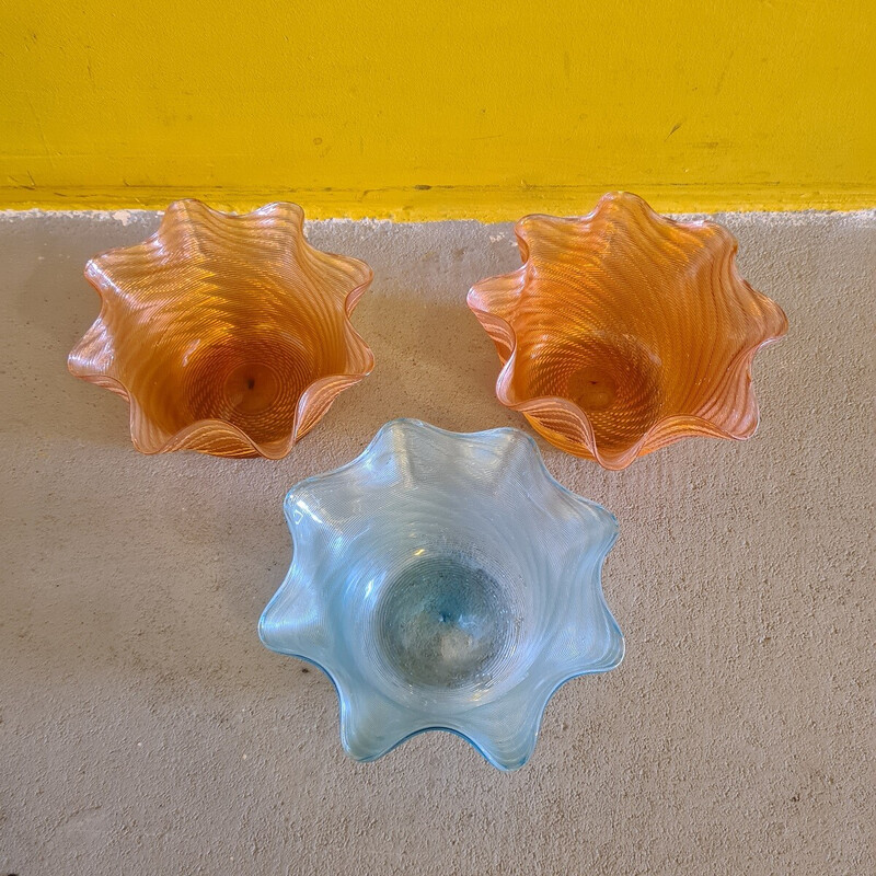 Vintage Victorian glass finger bowls by Stevens and Williams, 1890