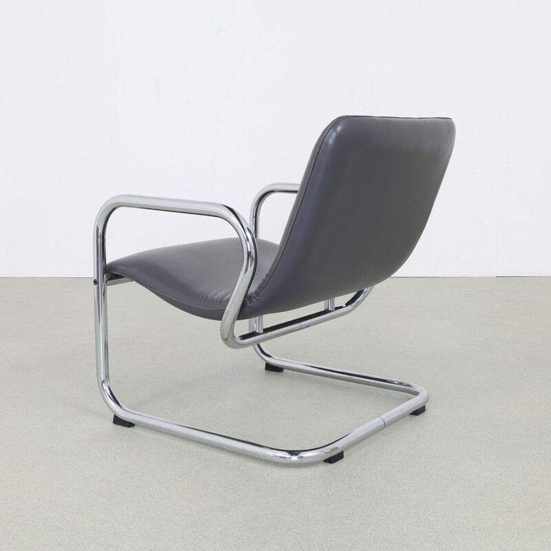 Vintage chrome tubular frame armchair, 1970