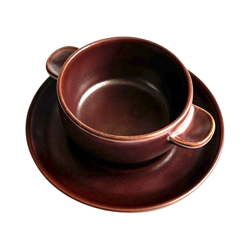 Vintage stoneware broths with saucer for Rosenthal Grup, Germany 1980