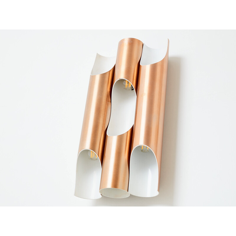 Set of 4 vintage Fuga wall lamp in aluminum and copper by Maija Liisa Komulainen for Raak, 1960