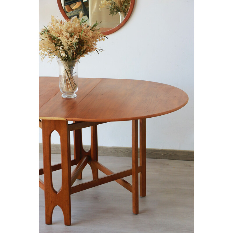 Vintage teak and oak drop leaf table by Bendt Winge for Kleppes Mobelfabrikk, Norway 1960