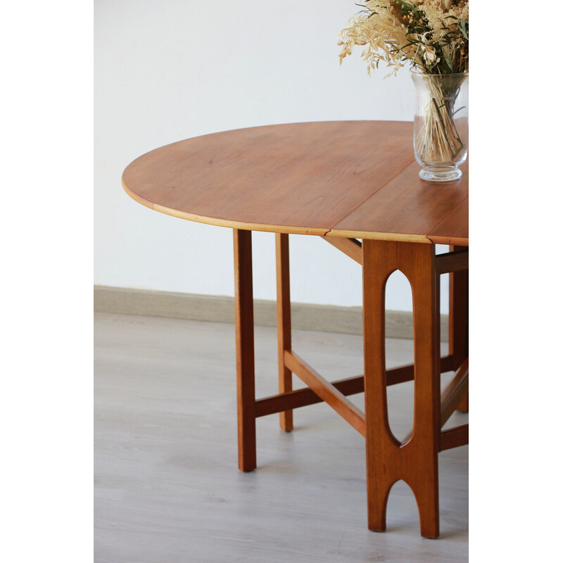 Vintage teak and oak drop leaf table by Bendt Winge for Kleppes Mobelfabrikk, Norway 1960