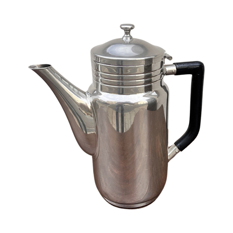 Vintage Art Deco teapot pitcher in steel and nickel-plated, Germany 1930