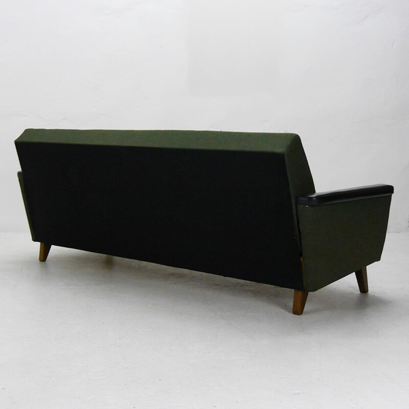 Green sofa bed partly reupholstered - 1960s
