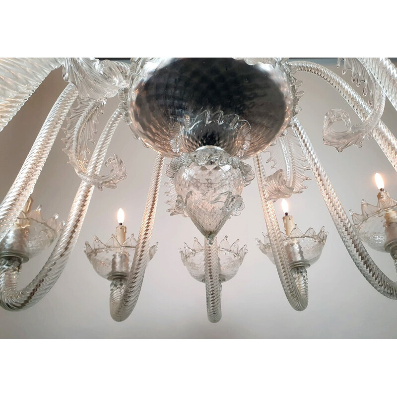 Vintage Murano glass chandelier with 12 arms of light, Italy