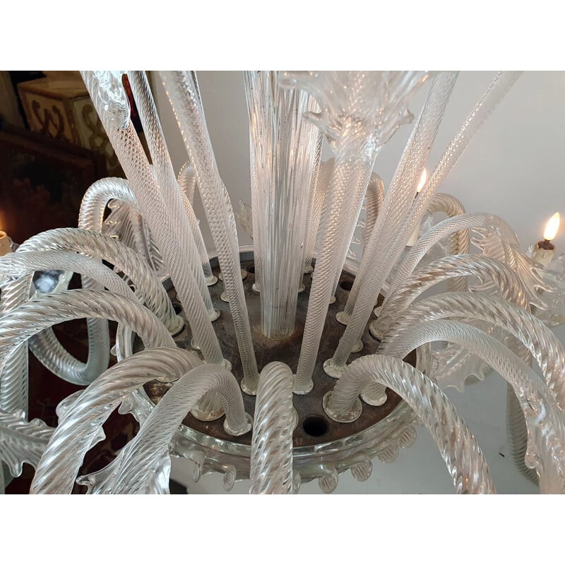 Lustre de vidro Murano vintage com 12 braços de luz, Itália