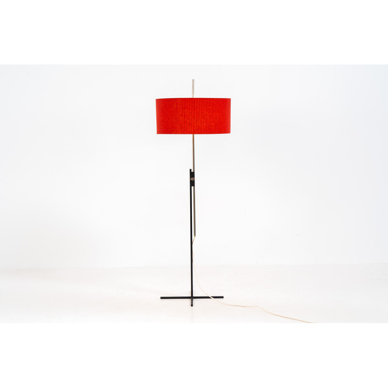 Vintage floor lamp in chrome steel and fabric by Kaiser Leuchten, Germany 1960