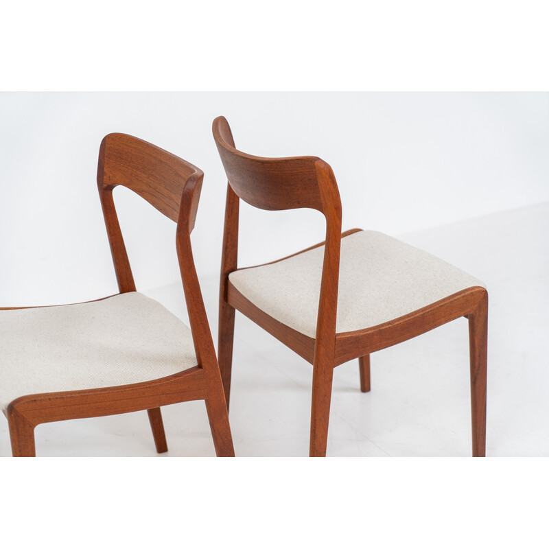 Set of 4 vintage solid teak dining chairs by Henning Kjaernulf for Korup Stolefabrik, Denmark 1960