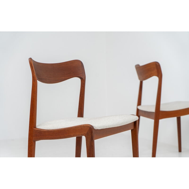 Set of 4 vintage solid teak dining chairs by Henning Kjaernulf for Korup Stolefabrik, Denmark 1960
