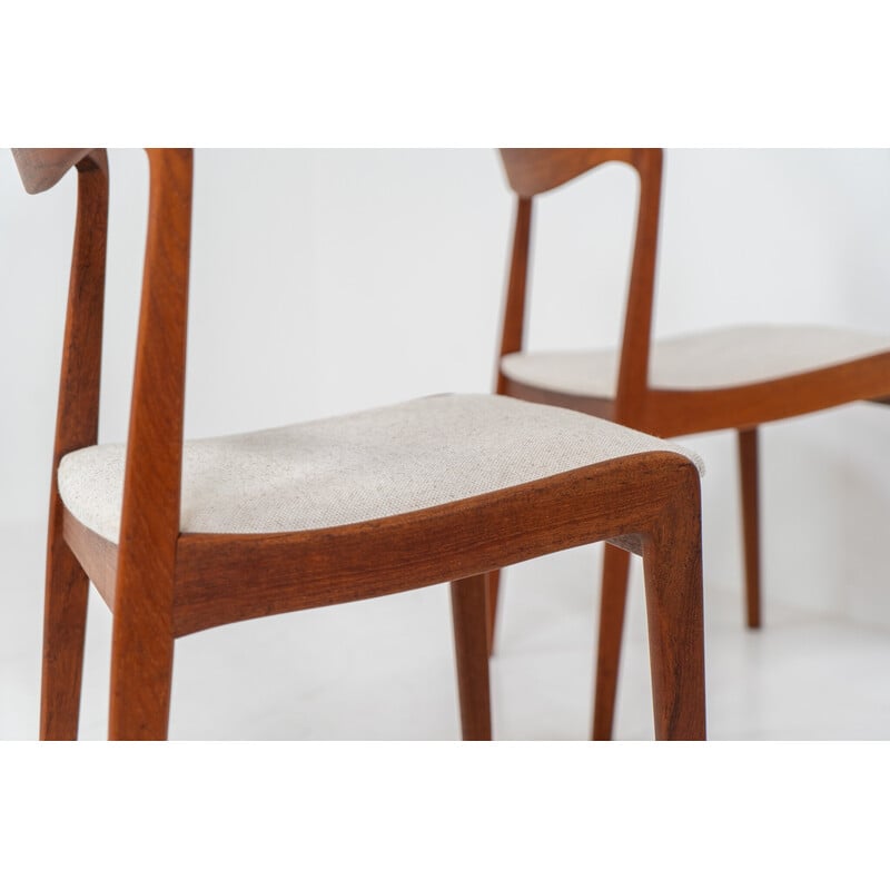 Set of 4 vintage solid teak dining chairs by Henning Kjaernulf for Korup Stolefabrik, Denmark 1960