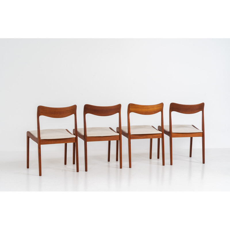 Set of 4 vintage solid teak dining chairs by Henning Kjaernulf for Korup Stolefabrik, Denmark 1960