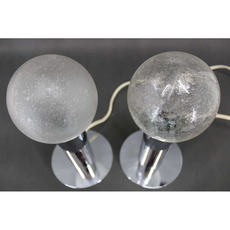Pair of vintage chrome steel lamps, Italy 1970