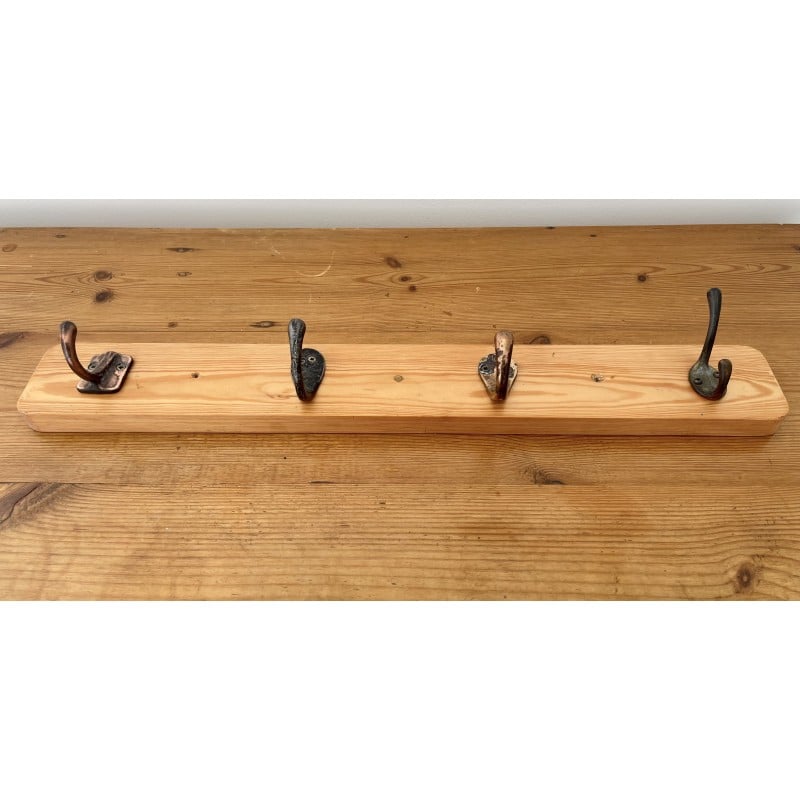 Bengaleiro vintage em madeira maciça com 4 ganchos