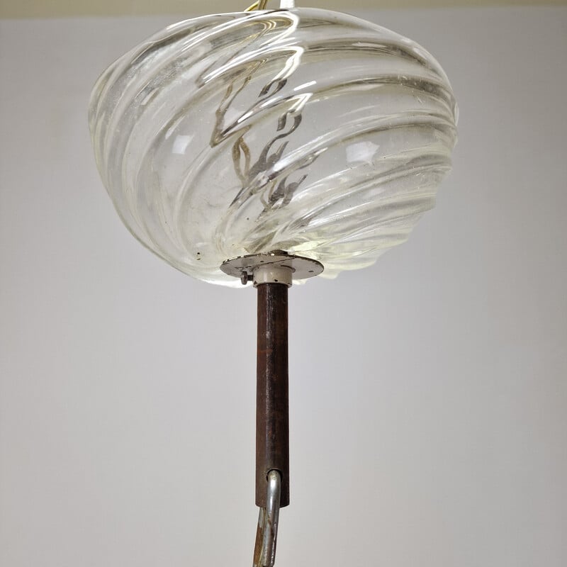 Vintage 6-arm Murano glass chandelier by Barovier and Toso, Italy 1950