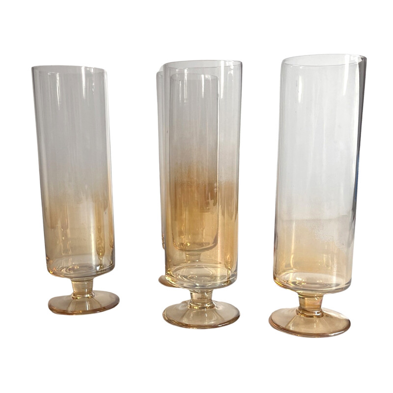 Set di 4 bicchieri da champagne vintage in vetro opalino fumé per Schott Zwiesel Glass, Germania 1980