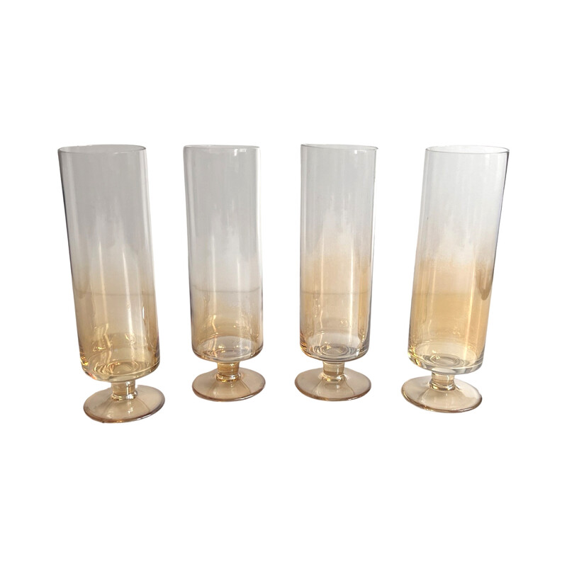 Ensemble de 4 verres à champagne vintage en verre fumé opalin pour Schott Zwiesel Glass, Allemagne 1980