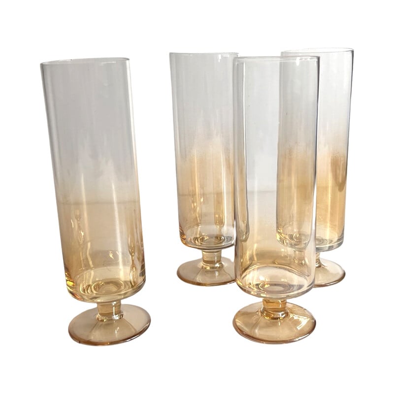 Conjunto de 4 taças de champanhe vintage em vidro fumado opalino para Schott Zwiesel Glass, Alemanha 1980