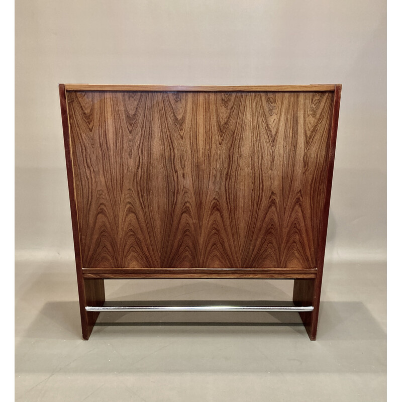 Vintage rosewood and chrome steel bar by Poul Heltborg, 1968