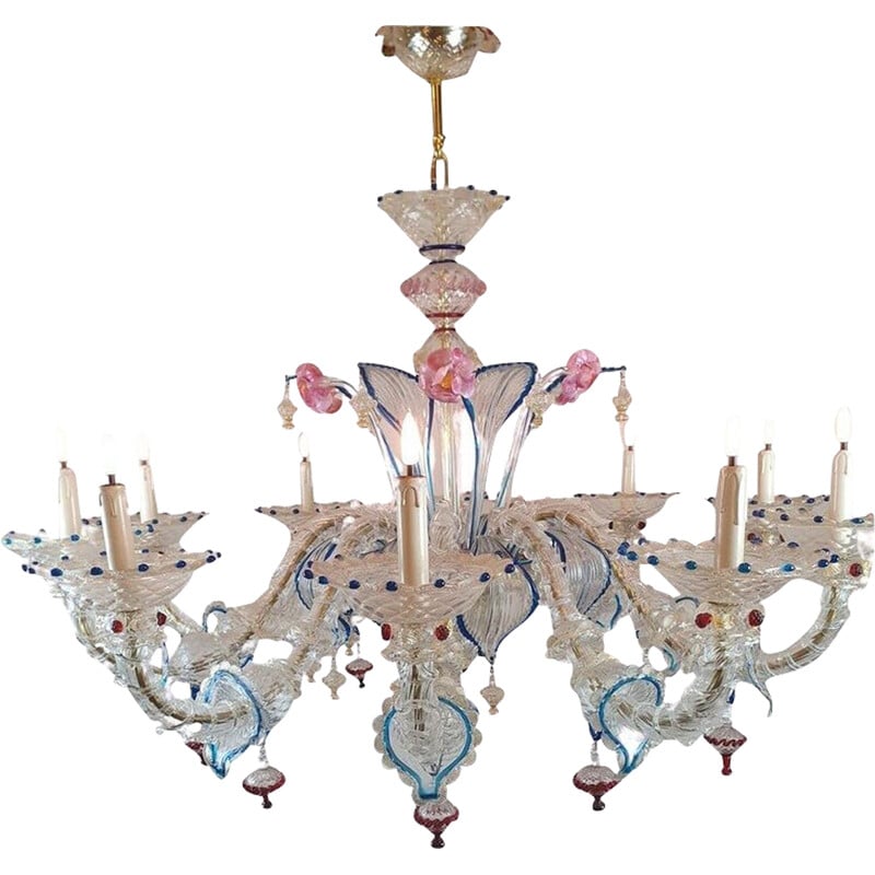 Lustre vintage en verre de Murano, Italie