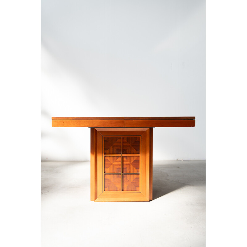 Vintage cherry veneer table with extension, 1980