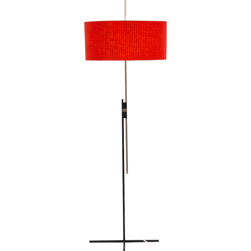 Vintage floor lamp in chrome steel and fabric by Kaiser Leuchten, Germany 1960