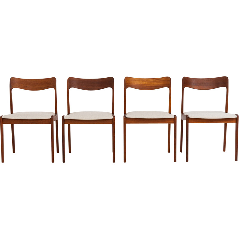 Set of 4 vintage solid teak dining chairs by Henning Kjaernulf for Korup Stolefabrik, Denmark 1960