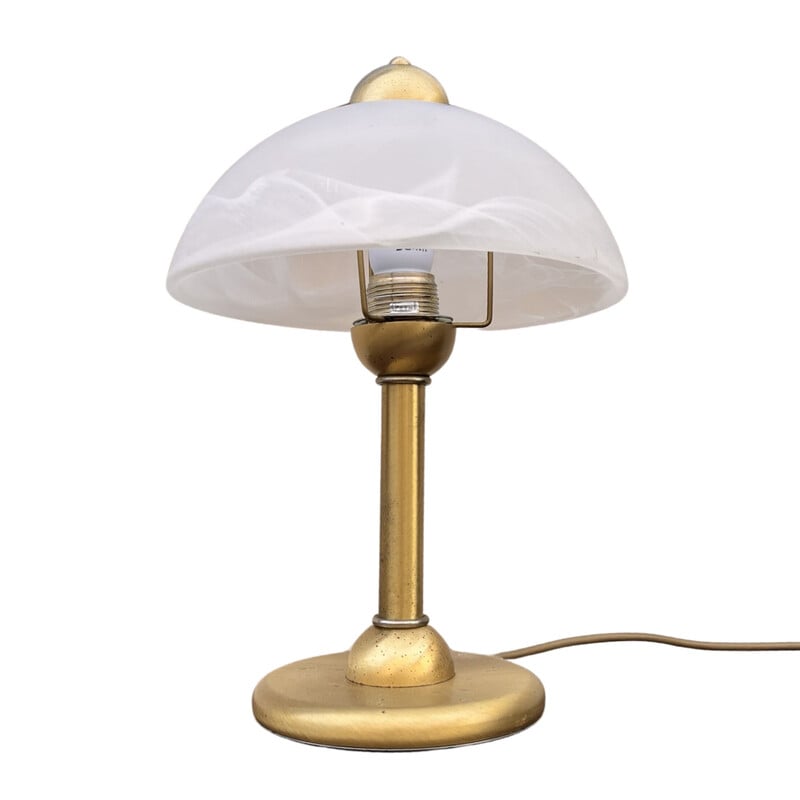 Vintage glass and brass table lamp for Paul Neuhaus GmbH, Germany 1990