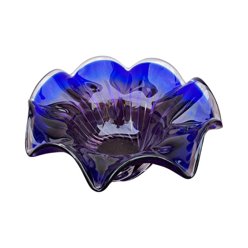 Vintage two-tone crystal glass bowl by J. Hospodka for Chribsko Sklarna, Czechoslovakia 1960