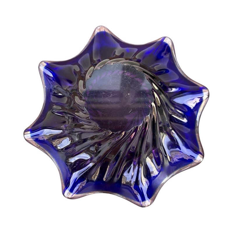 Cuenco vintage de cristal bicolor de J. Hospodka para Chribsko Sklarna, Checoslovaquia 1960