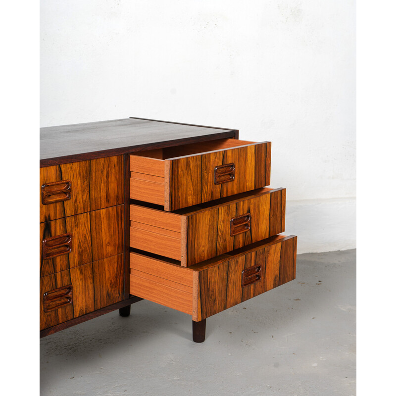 Vintage chest of drawers in wood and rosewood veneer with drawers, Denmark 1970