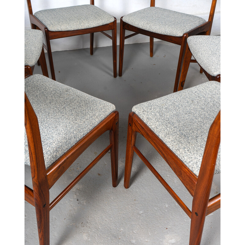 Ensemble de 6 chaises à repas vintage en bois de palissandre pour Thorsø Møbelfabrik, Danemark 1970